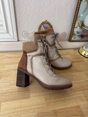 Pikolinos Chunky Leather Lace-Up Ankle Boots Block Heel EU 39 Y2K Indie Comfort